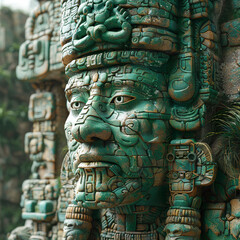Fototapeta na wymiar Mesoamerican stone mask, Olmec, Mayan style