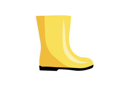 Yellow rubber boots in flat style
