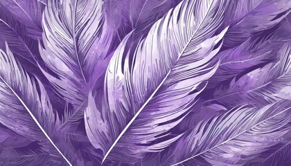 detailed digital art purple feathers texture background with intricate large bird feathers