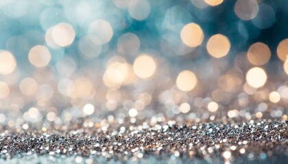festive sparkles and bokeh in pastel pearl and silver tones elegant celebration background with...