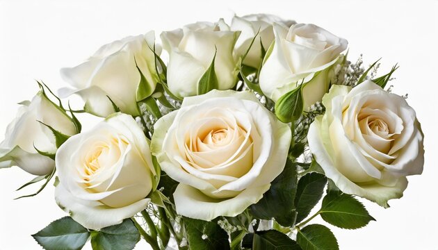 white roses isolated on a transparent background png file floral arrangement bouquet of garden flowers can be used for invitations greeting wedding card