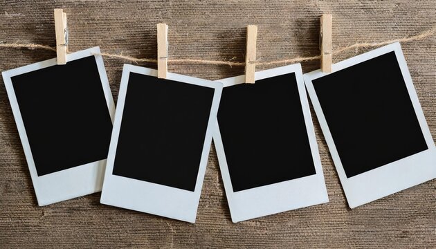 empty polaroid photo frames on transparent background extracted png file