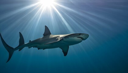 A Hammerhead Shark With Sunlight Filtering Through Upscaled 2
