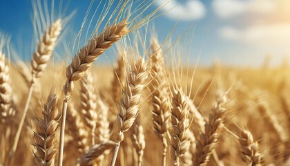 ripe wheat field ears closeup