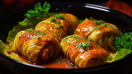 savoy cabbage rolls in instant pot pressure cooker Stuffed Cabbage Rolls - obrazy, fototapety, plakaty