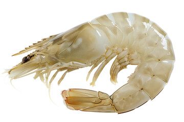 uncooked raw unpeeled extra large tiger white shrimp on a transparent background - obrazy, fototapety, plakaty