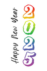 Happy new year 2025 text design for brochure design template card banner vector illustration.