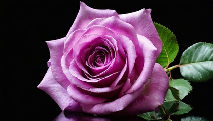 beautiful purple rose isolated on a black background