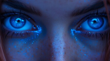  Blue-eyed woman close-up