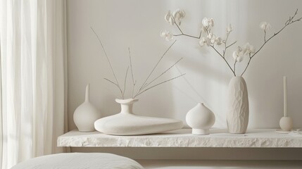A monochromatic masterpiece in shades of ivory, capturing the essence of simplicity and purity in...