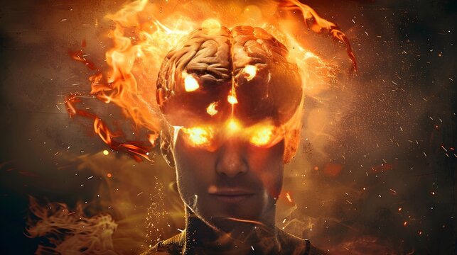 Burnout Concept Atomic Brain Explosion