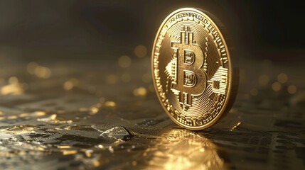 gleaming gold bitcoin coin, that highlight its value and significance in the world of cryptocurrency