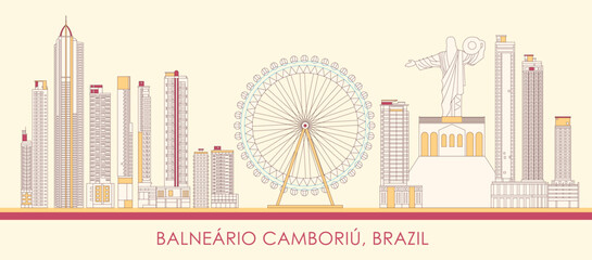 Cartoon Skyline panorama of city of Balneário Camboriú, Brazil - vector illustration - 762645203