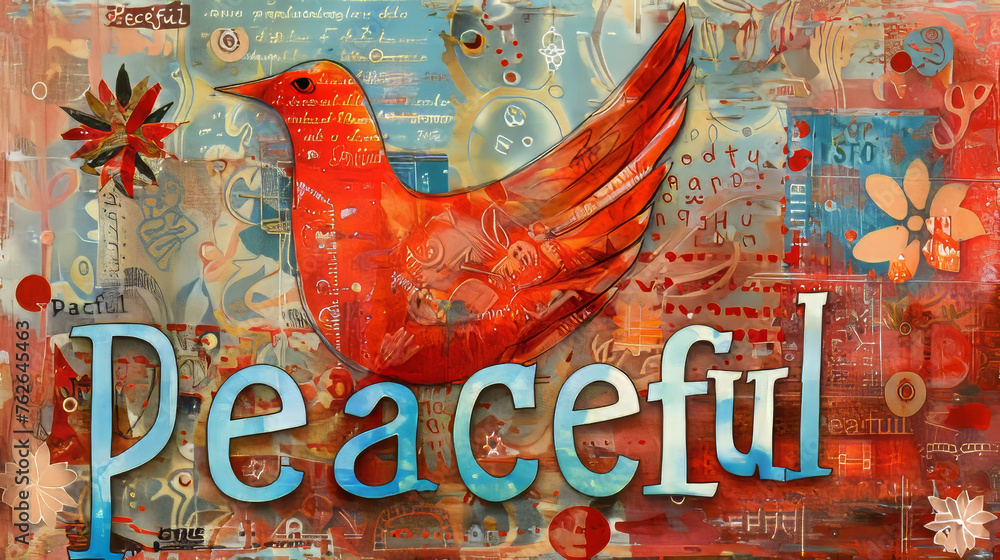 Poster a serene background with the word 
