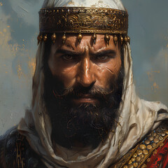 Saladin Muslim sultan of Egypt and Syria who surprised the Western world by defeating an army of the Christian Crusader states at the Battle of Hattin and then capturing Jerusalem in 1187. - obrazy, fototapety, plakaty
