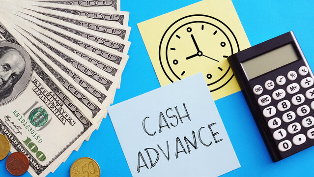 Cash advance as financial concept and photo of dollars