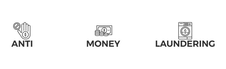 AML banner web icon vector illustration concept of anti money laundering with icon of bank, income, security, washing