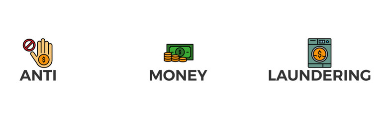 AML banner web icon vector illustration concept of anti money laundering with icon of bank, income, security, washing