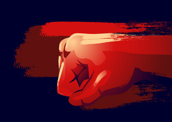 Dynamic vector illustration, featuring a grunge-style depiction of a punching fist
