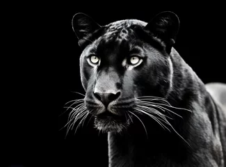 Tuinposter Black Panther isolated on black background. Black and white photography. © D'Arcangelo Stock