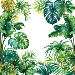 Fototapeta na wymiar Spring, summer frame with green palms