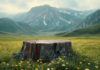 landscape with fence alpine meadow in the mountains - obrazy, fototapety, plakaty