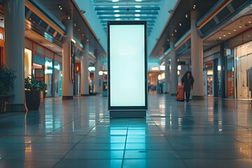 Digital kiosk for advertising in shopping center or gallery with no content. Concept Advertising, Digital Kiosk, Shopping Center, Gallery, Content Creation