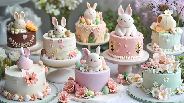 Cakes with Easter themed decorations 