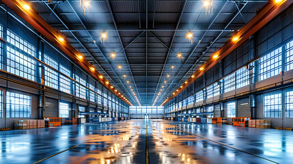 Obraz premium Modernity in Motion: An Interior Glimpse into a Business Space, Blending Industrial Design with Urban Architecture