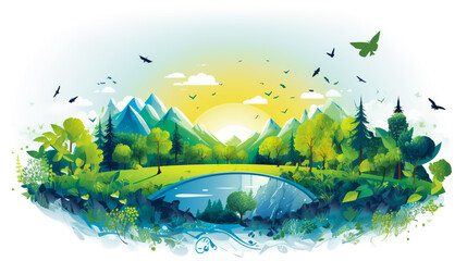 Ecology concept. World environment day. Vector illustration in flat style
