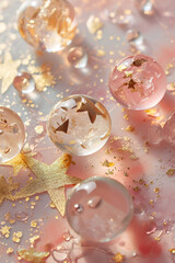  background with gift boxes and decorations ,Variety of festive golden ornaments 
