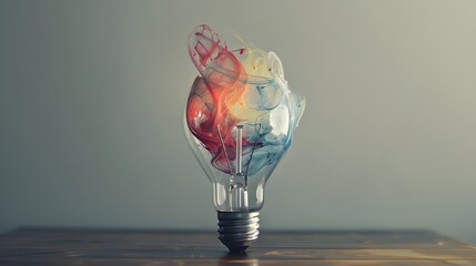 Creativity Concept Lightbulb Made from Oil Paint Mix