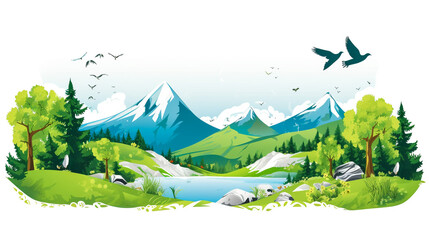 green Eco Earth with green forest ecology concept ,vector illustration
