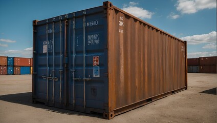 Shipping container on container dock