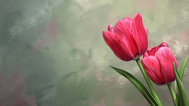 Tulip flowers painted in watercolor