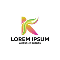 k letter logo colorful gradient abstract vector illustration