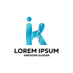 k letter logo colorful gradient abstract vector illustration