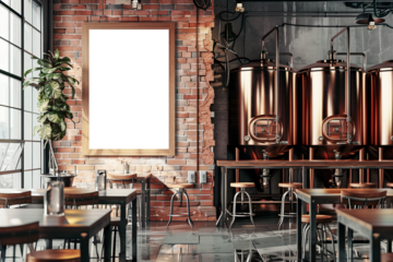 Vertical frame mockup in brewery bar interior