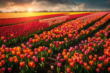Fotobehang red and yellow tulips © Momina