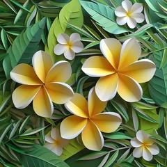 Zelfklevend Fotobehang Beautiful colored frangipani flowers © quinn