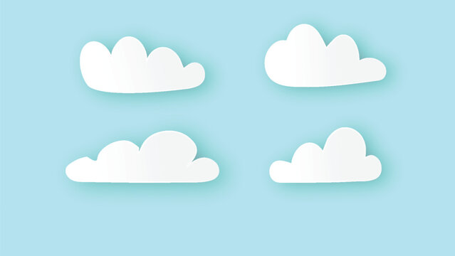 Vector collection of clouds paper cut style
