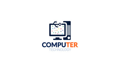 Technology Computer Creative Concept Logo Design Template
