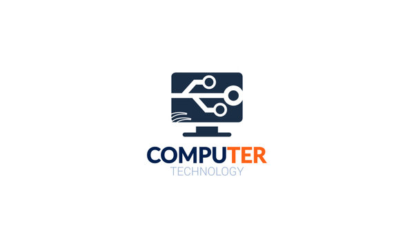 Computer Repair - Digital Computer Logo Template
