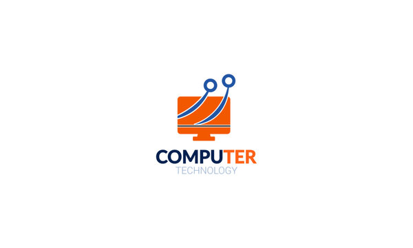 Computer Repair - Digital Computer Logo Template
