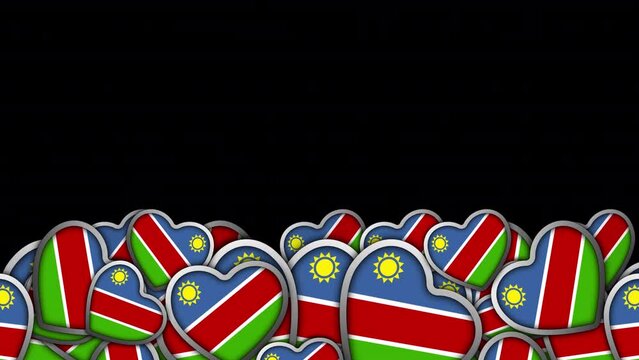 Heart Shaped Namibia Flag, Animation. Full HD 1920&times;1080. 05 Second Long.