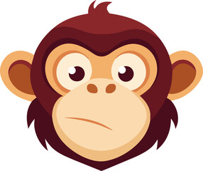 A cartoon monkey head with a thinking sad expression