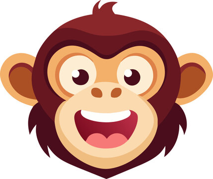 Whimsical Wildlife Delight: Adorable Monkey Face Illustration in Animated 3D