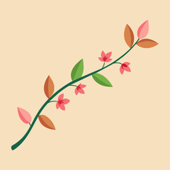 Branch with Leaves Branch Underline Vector Illustration