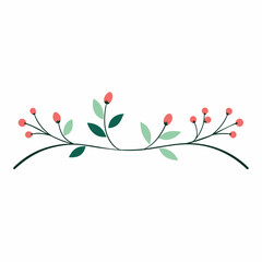 Branch with Leaves Branch Underline Vector Illustration