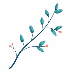 Branch with Leaves Branch Underline Vector Illustration
